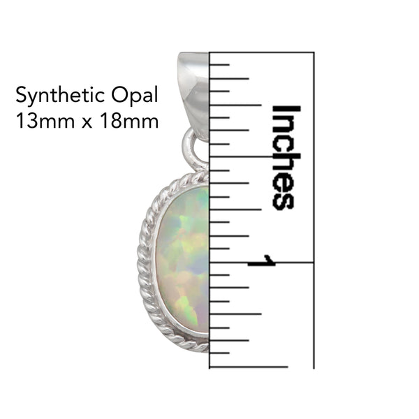 Charles Albert Sterling Silver White Synthetic Opal Rope Pendant Sterling Silver Pendants