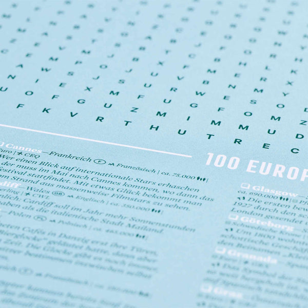 Charles And Marie 100 EUROPÄISCHE STÄDTE | XL Spiel & Rätsel POSTER | 65x100cm | Stratier