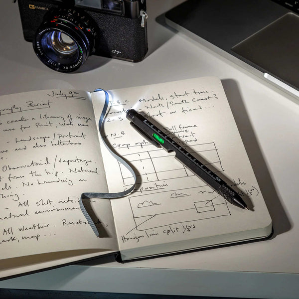 charles and marie 9 in 1 Tool Pen - schwarzer Multifunktions-Kugelschreiber | Block Design