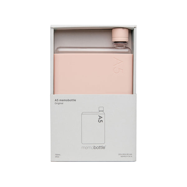 Charles And Marie A5 Memobottle BUNDLE Rosa | Flache TRINK- & WASSERFLASCHE Mit SILIKON-HÜLLE | 750ml