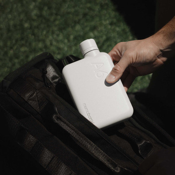 Charles And Marie A6 Edelstahlflasche Memobottle™ Weiss | Flache Wiederverwendbare TRINK- & WASSERFLASCHE | 500 Ml