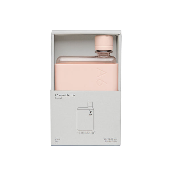 Charles And Marie A6 Memobottle BUNDLE Rosa | Flache TRINK- & WASSERFLASCHE Mit SILIKON-HÜLLE | 375ml