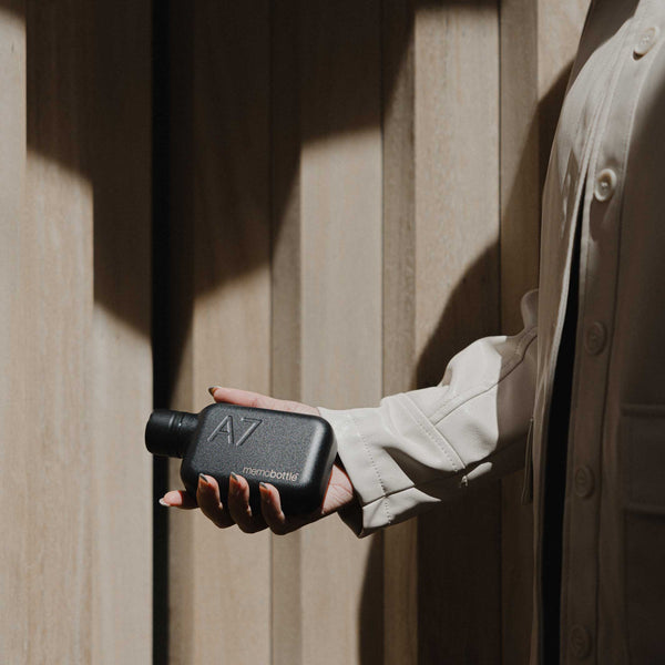 Charles And Marie A7 Edelstahlflasche Memobottle™ Schwarz | Flache Wiederverwendbare TRINK- & WASSERFLASCHE | 250 Ml