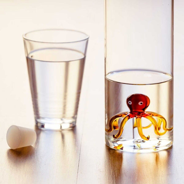 Charles And Marie ATLANTIS - GLASFLASCHE Mit Bernsteinfarbigem Octopus - 1 2 Liter Mit Silikonstopfen | BALVI