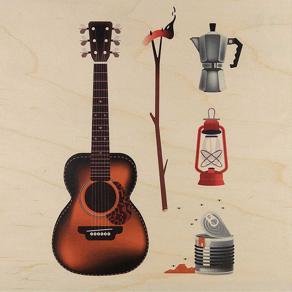 charles and marie AUTOUR DU FEU | ABENTEUER POSTER aus Holz | 30x30 cm | Woodhi