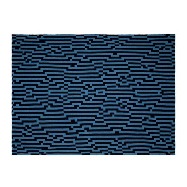 Charles And Marie BITMAP ZOOM IN 5 - Blau & Schwarze TAGESDECKE - 180x140 Cm - 100% Merino Wolle | Cristian Zuzunaga