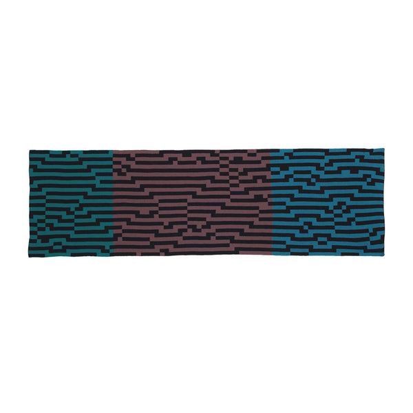 Charles And Marie BITMAP ZOOM OUT 1 | Blau Braun & Mint-fabige SCHAL-STOLA | 194x64 Cm | 100% Merino Wolle | Cristian Zuzunaga