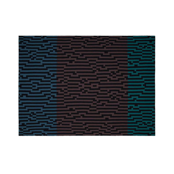 Charles And Marie BITMAP ZOOM OUT 1 | Blau Braun & Mint-fabige TAGESDECKE | 180x140 Cm | 100% Merino Wolle | Cristian Zuzunaga