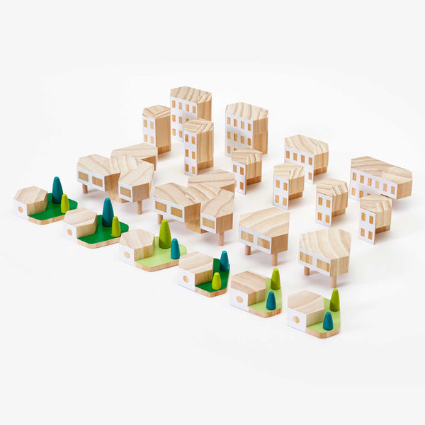 Charles And Marie BLOCKITECTURE® | GARDEN CITY Mega Set | Holz Architektur BAUSTEINE | James Paulius | Areaware