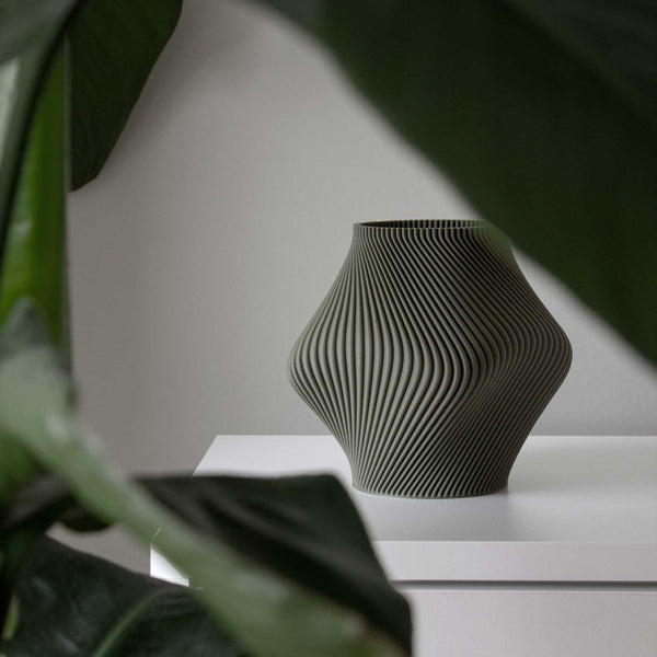 Charles And Marie BLOZ VASE Olive - 3D Gedruckte VASE Mit Innenvase-| 20 Cm Hoch | Sheyn