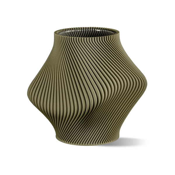 charles and marie BLOZ VASE Olive - 3D gedruckte VASE mit Innenvase-| 20 cm hoch | Sheyn