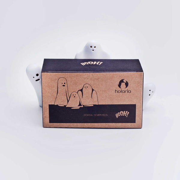 Charles And Marie BOOH - Drei Kleine Porzellan GEISTER - Weisse SALZ PFEFFER & GEWÜRZ-STREUER | Holaria