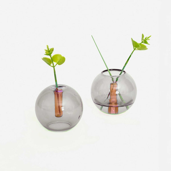 Charles And Marie BUBBLE VASE - Glas-Vase - Grau & Orange | Block Design