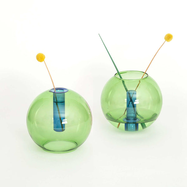 Charles And Marie BUBBLE VASE - Glas-Vase - Grün & Blau | Block Design