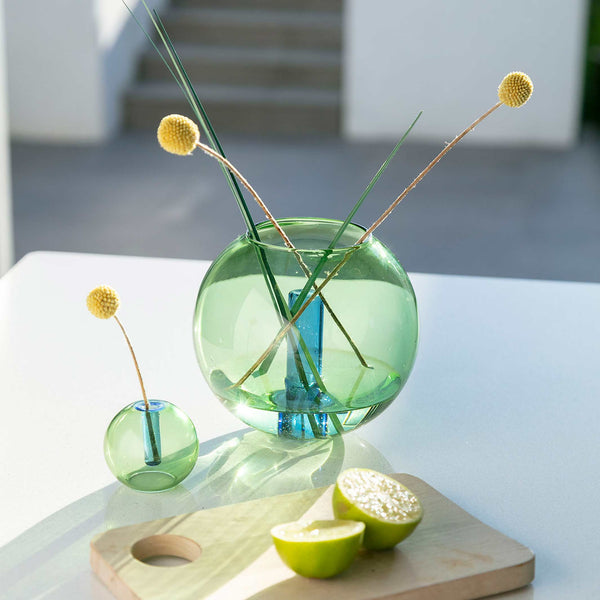charles and marie BUBBLE VASE - Glas-Vase - Grün & Blau | Block Design