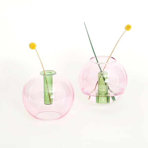 Charles And Marie BUBBLE VASE - Glas-Vase - Pink & Grün | Block Design