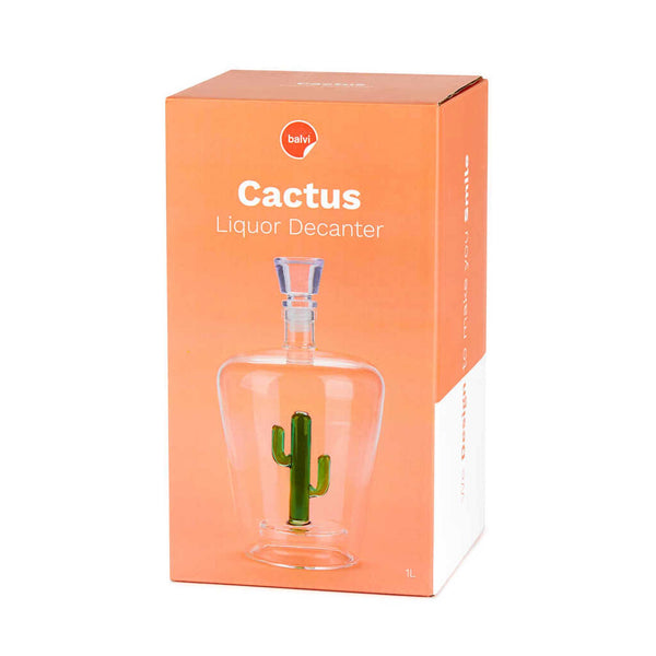 Charles And Marie CACTUS - Schnapsflasche & Karaffe Mit Kleinem Grünem Kaktus - 1 Liter | BALVI
