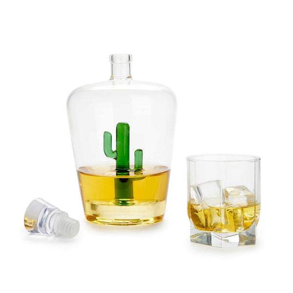 charles and marie CACTUS - Schnapsflasche & Karaffe mit kleinem grünem Kaktus - 1 Liter | BALVI
