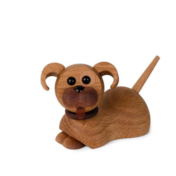 Charles And Marie COCO | Lustige Liegende HUNDE WELPIN | Holz-DEKOFIGUR | Chresten Sommer | Spring Copenhagen