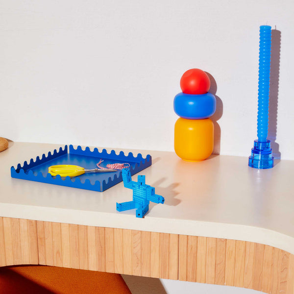 Charles And Marie CUBEBOT® DOT Micro - Blau Gepunkteter 3D Puzzle Roboter | David Weeks | Areaware