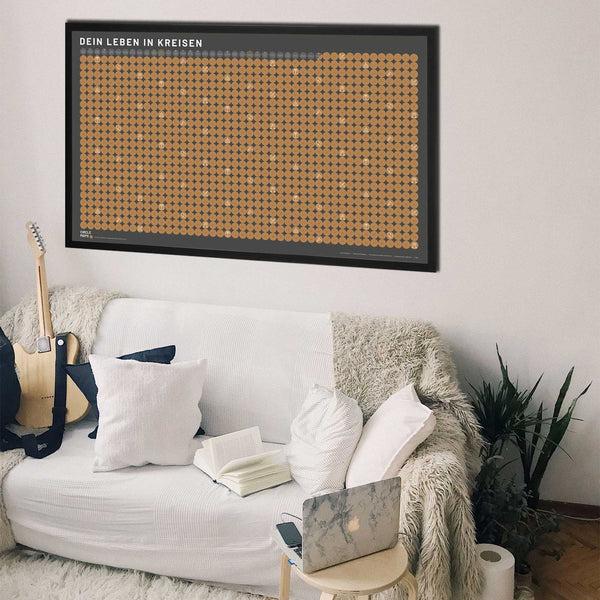 Charles And Marie Dein LEBEN In KREISEN | LEBENS-KALENDER | Rubbelkarte & Scratchmap | POSTER Mit 1.080 Kreisen | 91x53 3 Cm | Circle Maps