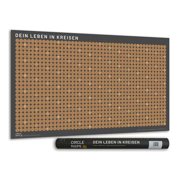 charles and marie Dein LEBEN in KREISEN | LEBENS-KALENDER | Rubbelkarte & Scratchmap | POSTER mit 1.080 Kreisen | 91x53 3 cm | Circle Maps