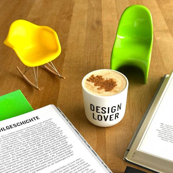 Charles And Marie DESIGN LOVER | Weisser Kaffee- & Tee-BECHER Mit Schwarzer Typo | PLTY