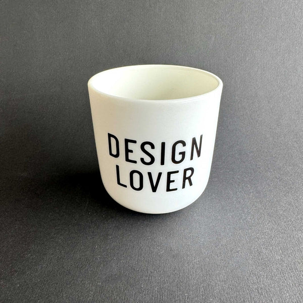 Charles And Marie DESIGN LOVER | Weisser Kaffee- & Tee-BECHER Mit Schwarzer Typo | PLTY