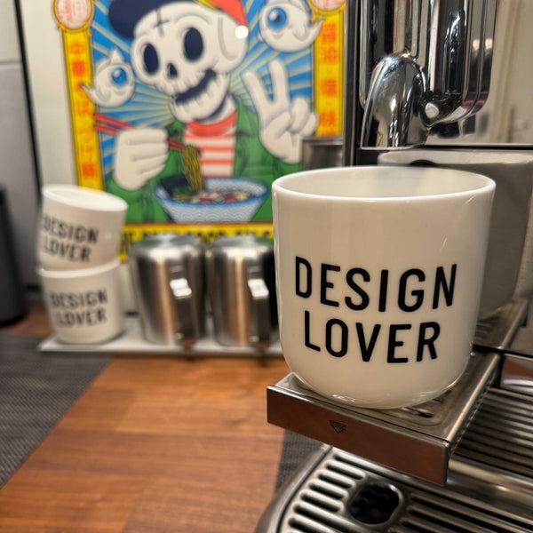 Charles And Marie DESIGN LOVER | Weisser Kaffee- & Tee-BECHER Mit Schwarzer Typo | PLTY