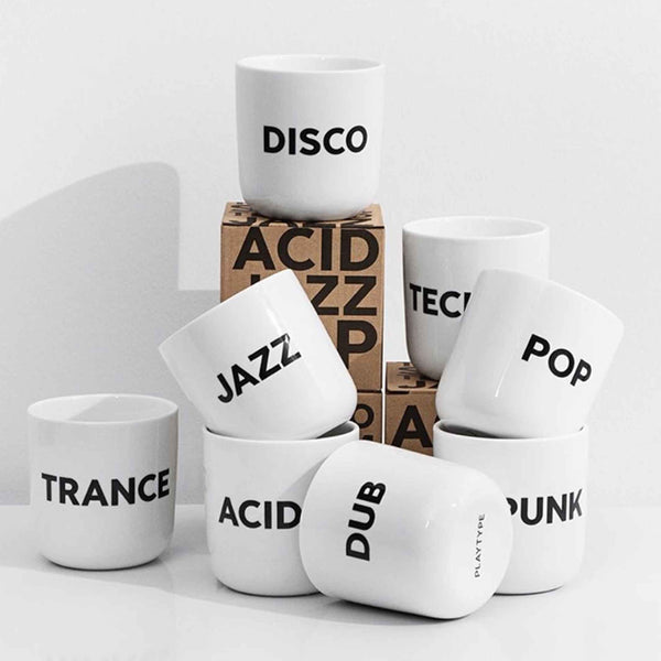 Charles And Marie DISCO | Weisser Kaffee- & Tee-BECHER Mit Schwarzer Typo | Beat Serie | PLTY