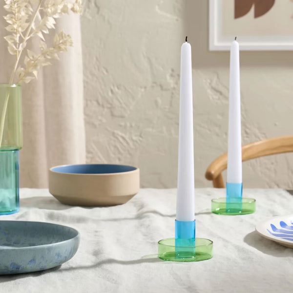Charles And Marie DUO TONE | Zweifarbige Glas-KERZENSTÄNDER | Block Design