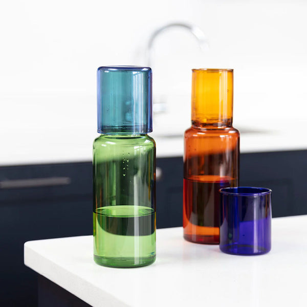Charles And Marie DUO TONE | Zweifarbiges Glas-KARAFFEN SET | Block Design