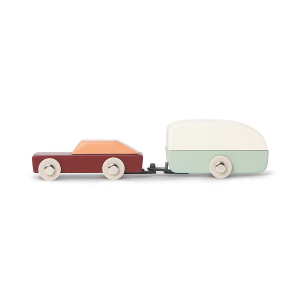 Charles And Marie DUOTONE CAR #8 | Design-SPIELZEUGAUTO Mit Caravan Aus Holz | Floris Hovers | Ikonic