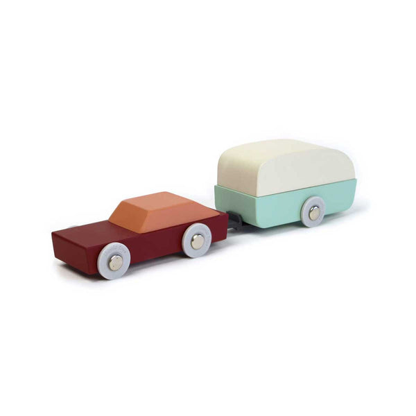 Charles And Marie DUOTONE CAR #8 | Design-SPIELZEUGAUTO Mit Caravan Aus Holz | Floris Hovers | Ikonic