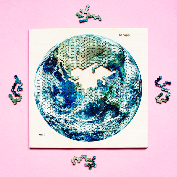 Charles And Marie ERDE | Außergewöhnliches IQ-HOLZPUZZLE | PLANETEN-Serie | Level Schwer | Behäppi