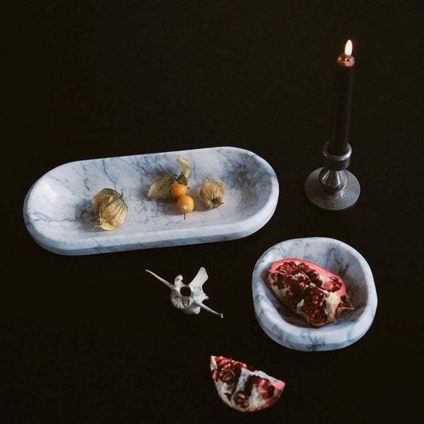 Charles And Marie FACET BOWL | ABLAGE | Große SCHALE Aus Weissem Carrara Marmor | 31 Cm | Craighill