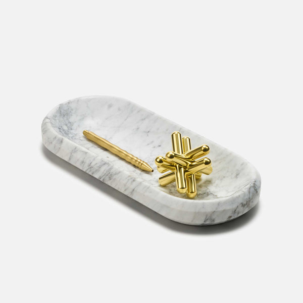 charles and marie FACET BOWL | ABLAGE | Große SCHALE aus weissem Carrara Marmor | 31 cm | Craighill