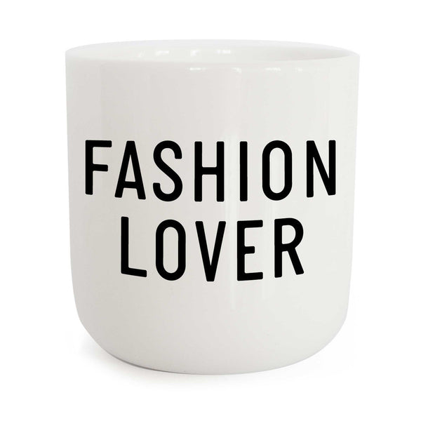 charles and marie FASHION LOVER | weisser Kaffee- & Tee-BECHER mit schwarzer Typo | PLTY