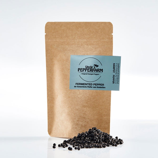 charles and marie Fermented KAMPOT PEPPER | PEPPERCORNS - pickled in sea salt | 50g in aroma protection bag | Uncle's Pepperfarm