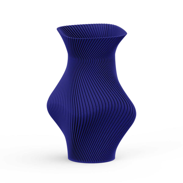 charles and marie FLARE VASE Blue | 3D gedruckte VASE mit Innenvase | 20 cm hoch | The Edge Collection | Sheyn