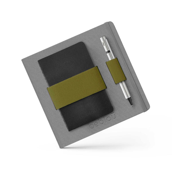 Charles And Marie FLEX Dunkelgrau | NOTIZBUCH Mit Integriertem Grünem ORGANIZER-Band | 18x18 Cm | Beblau