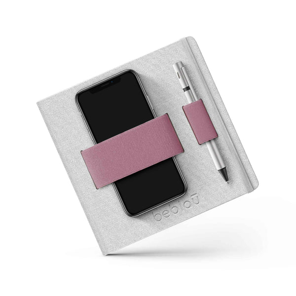 Charles And Marie FLEX Hellgrau - NOTIZBUCH Mit Integriertem Lila ORGANIZER-Band - 18x18 Cm | Beblau