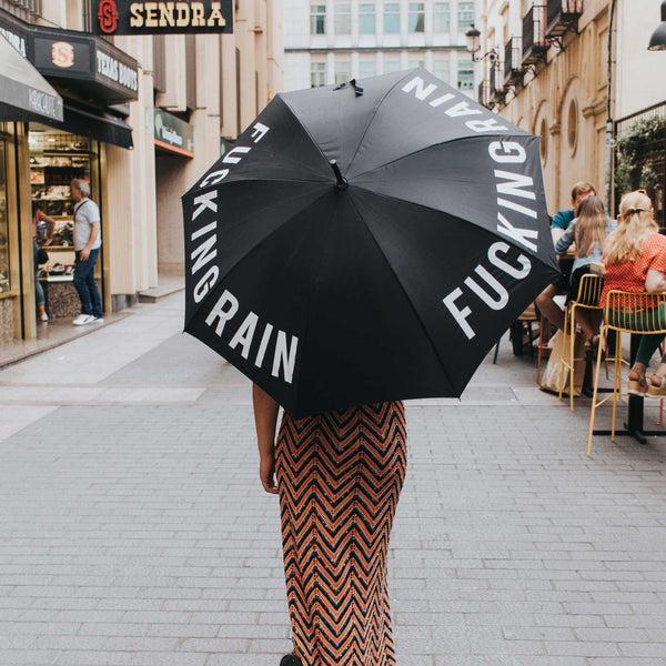 charles and marie FUCKING RAIN | Schwarzer REGENSCHIRM | ∅=106 cm | Fisura