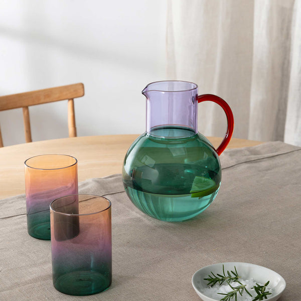 Charles And Marie GRADIENT GLASSES THREE TONE - Dreifarbige Trinkgläser Türkis Lila & Bernstein Im 2er Set | Block Design