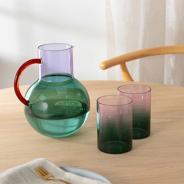 Charles And Marie GRADIENT GLASSES TWO TONE - Zweifarbige Trinkgläser Blaugrün & Lila Im 2er Set | Block Design