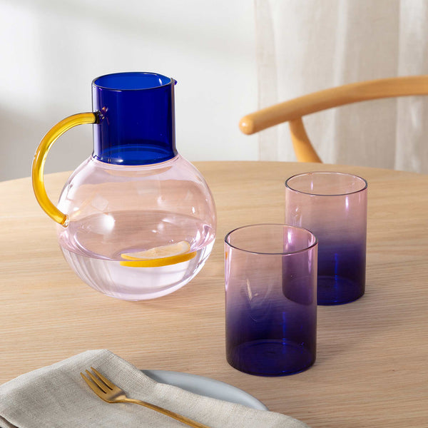 Charles And Marie GRADIENT GLASSES TWO TONE - Zweifarbige Trinkgläser Blau & Pink Im 2er Set | Block Design