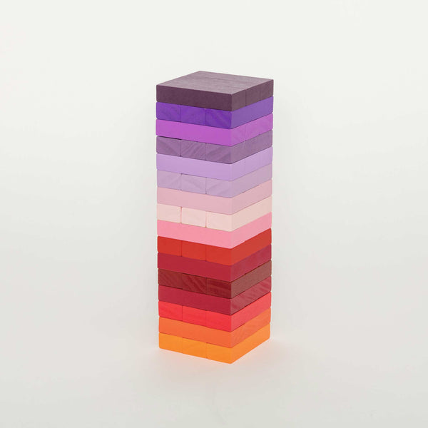 Charles And Marie GRADIENT TOWER WARM - Holz-Stapel-Spiel M. 48 Steinen - Pink-Rot-Orange | Block Design