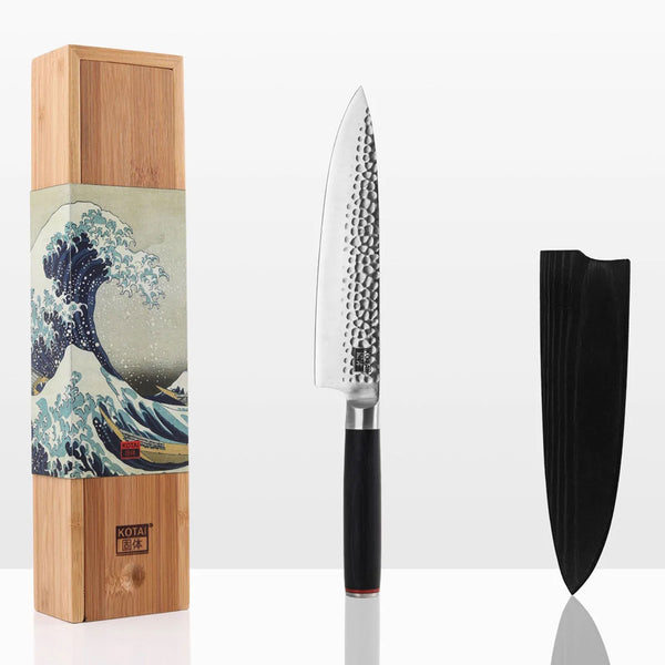 Charles And Marie GYUTO Chef Knife | KOCHMESSER | Hölzerne Saya & Bambus-Geschenkbox | 20cm Klinge | Kotai