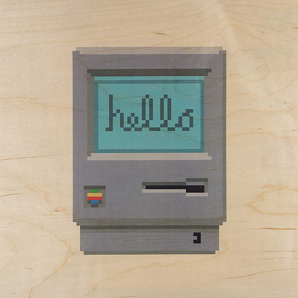 charles and marie HELLO 80's MAC | Design POSTER aus Holz | 30x30 cm | Woodhi