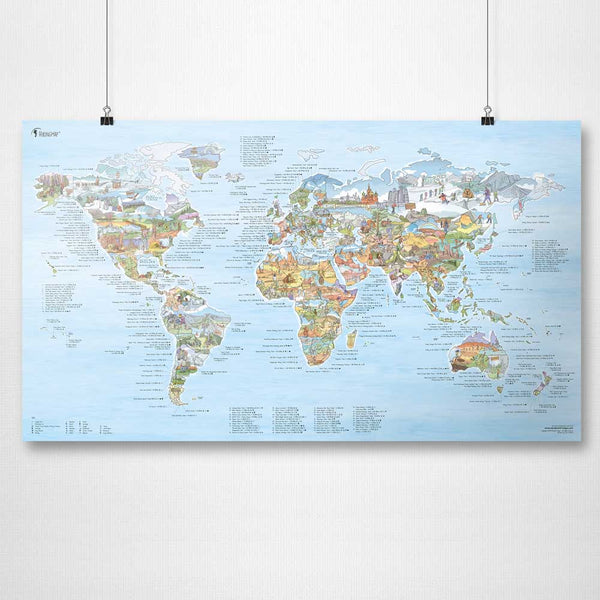 charles and marie HIKING MAP | Illustrierte WANDER WELTKARTE | Awesome Maps